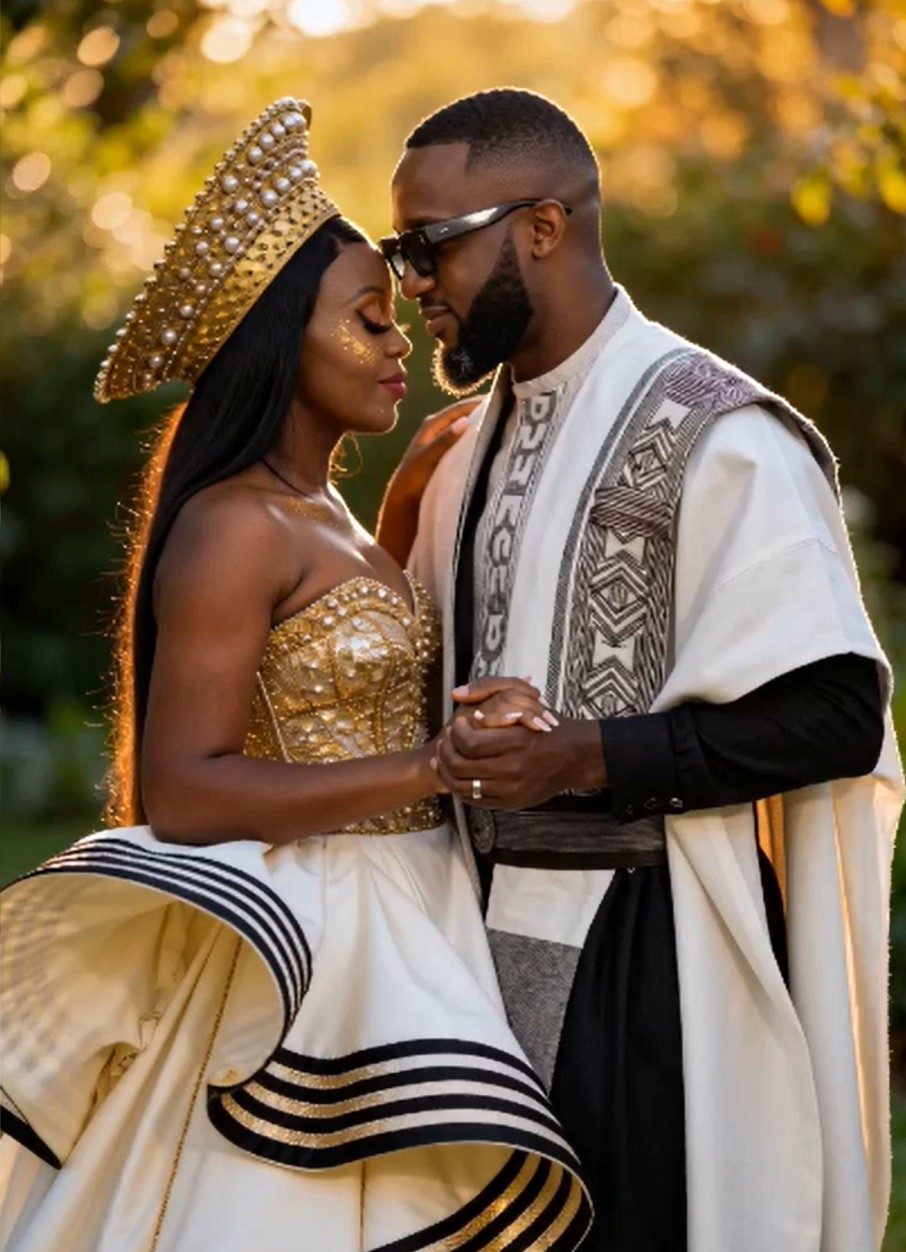 Novuyo and Muzingaye in traditional attire